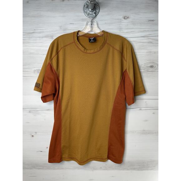 Prana Shirt Mens XL Brown Orange Performance Outdoor Athletic Polyester USA - Picture 1 of 8